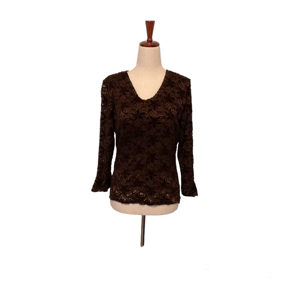Quaint dressbarn, brown, small blouse